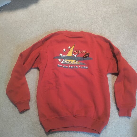 VFA-115 Eagles S Sweatshirt F/A-18E Super Hornet Red CVN 72 / CVW-14 NWOT - Picture 2 of 6